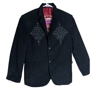 Franky Max Black Corduroy Blazer Mens L Vintage